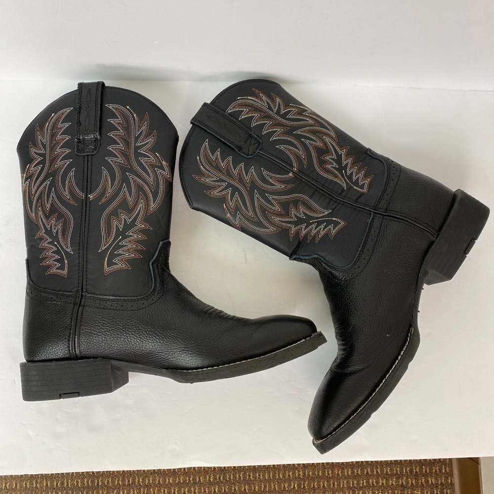 Sureway, Mens Black Leather Western Cowboy Work Boots Square Toe 1009-2 Size 12 - Picture 6 of 9